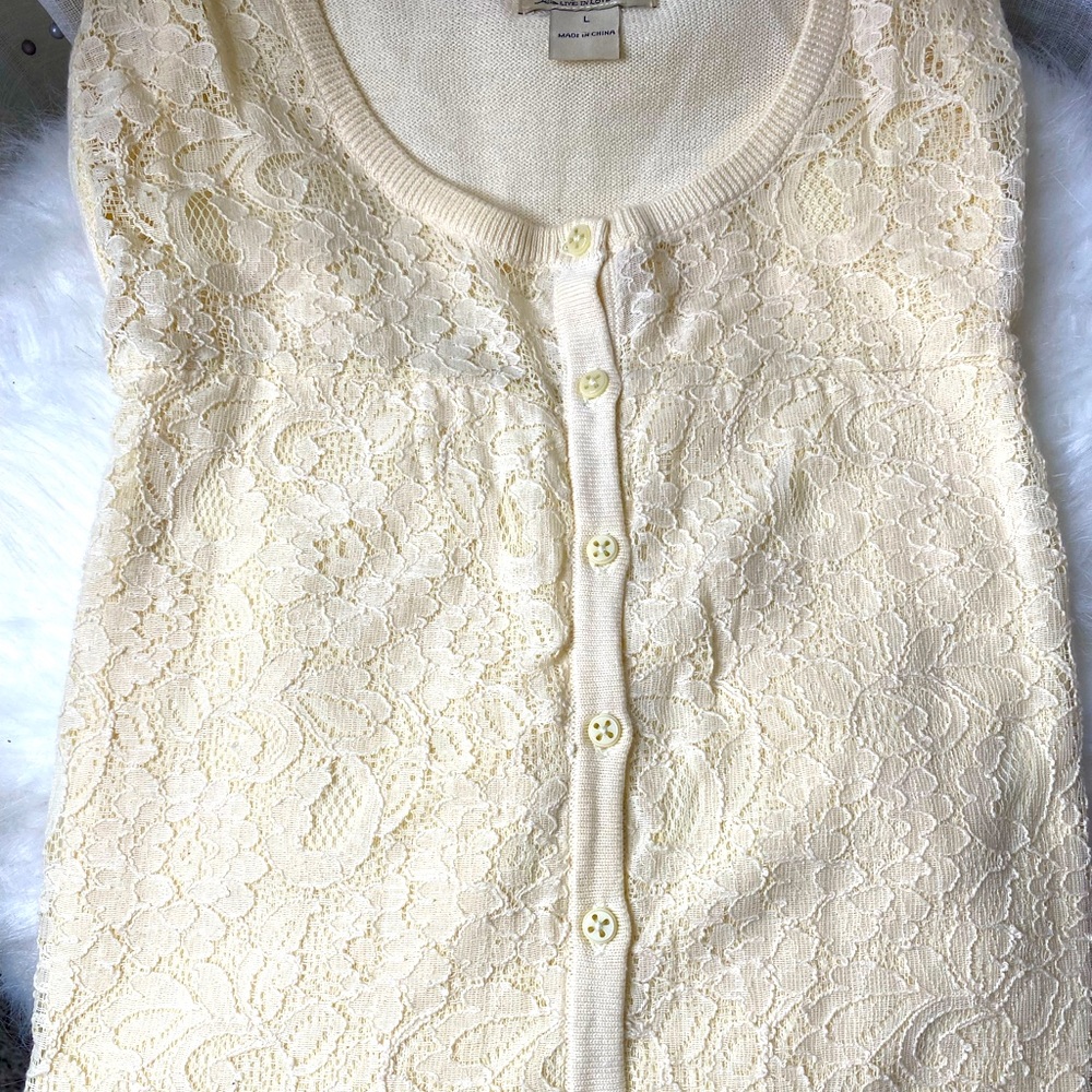 Cream colored lace long sleeve sweater
